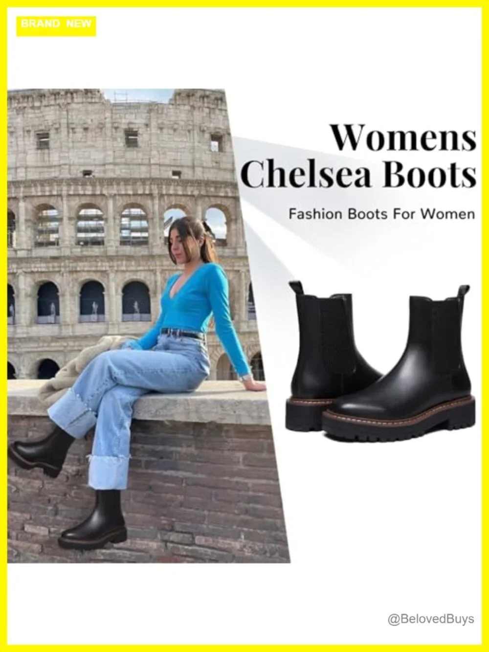 Chunky Heel Lug Sole Leather Ankle Boots by Athlefit